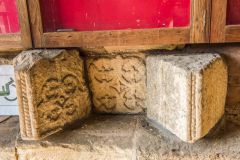 Medieval coffin lids in the porch