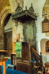 The 17th-century oak pulpit