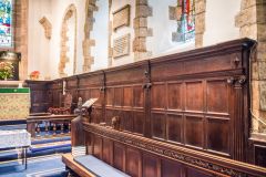 Oak panelling in the chancel