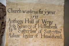 Painted list of churchwardens for 1711