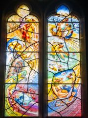 Modern stained glass window, north aisle