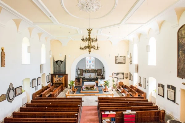 The church interior from the west gallery