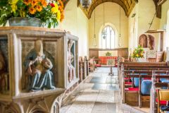 Looking down the nave from the font