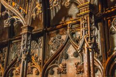The wonderfully carved choir stall canopy