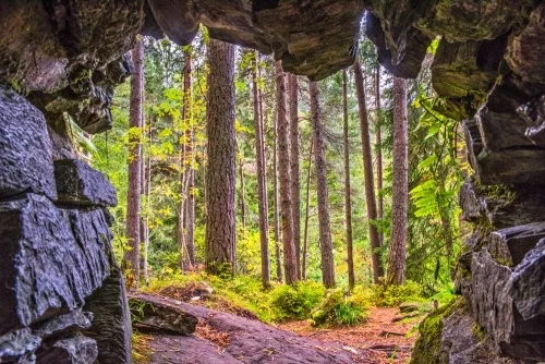 Looking out of Osian's Cave