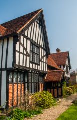 A timber-framed house near the church