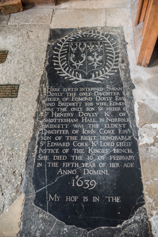 Grave slab of Susan Doyly, d. 1639