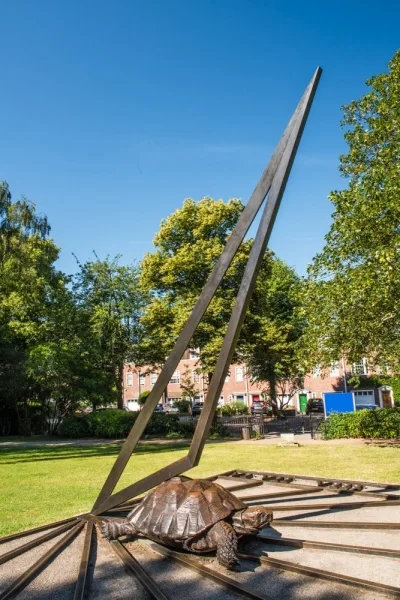 Sundial sculpture in the D-Garden