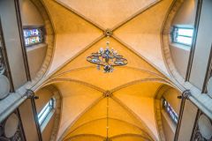 The vaulted nave ceiling