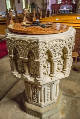 The ornate 19th-century font