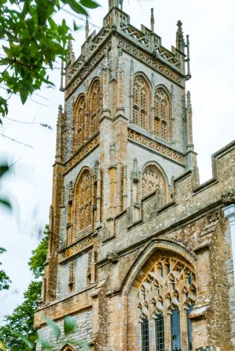 The superb west tower, c. 1500