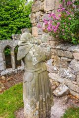 Hulne Priory, 17th century statue of a praying monk