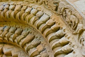 Beakhead carvings, west door