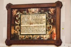 Wooden painted memorial to William Smart, 1599