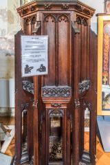 The beautifully carved Victorian pulpit