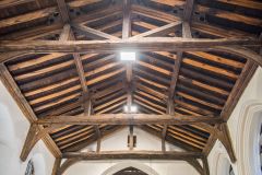 The restored 16th century nave roof