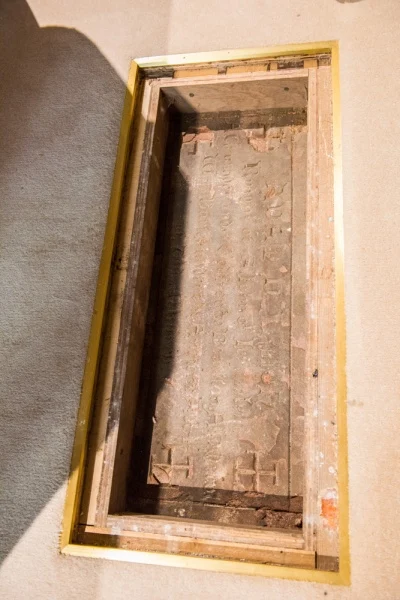 Carved inscription marking the grave of Adam d'Yreton, an 11th century Crusader knight