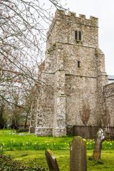 The impressive 15th-century west tower