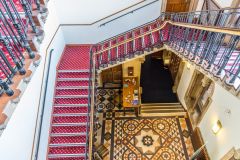 Looking down the central staircase