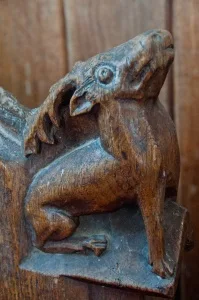15th century stag bench end