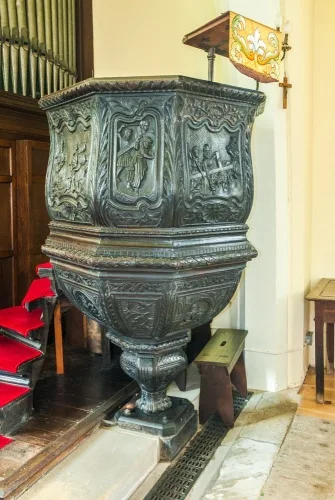 The superb 16th-century pulpit