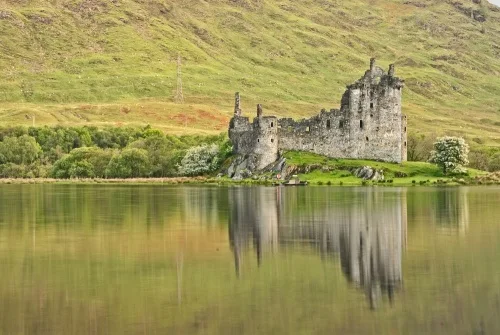 The castle reflected in the loch