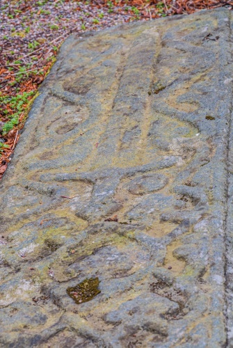 Floriated grave slab inside the chapel