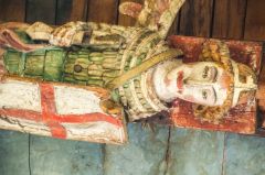 A medieval painted angel figure