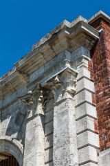 The neoclassical flanking columns