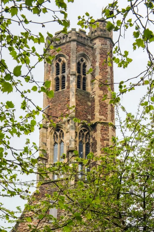 The leaning top of the tower