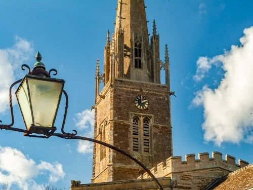 The striking tower and spire
