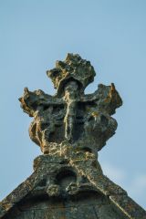 Crucifixion carving on the gable finial