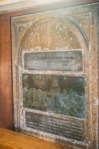 Memorial brass to Lady Brooke (d 1600)