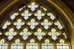 Ornate tracery in the east window