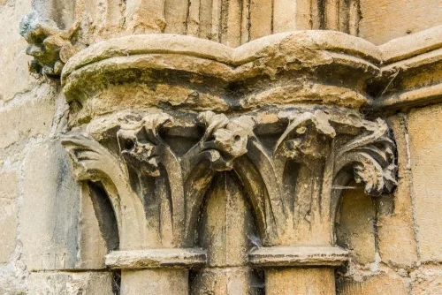 Stiff leaf capital, west doorway