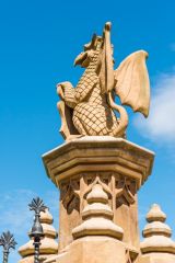 Knebworth House, A fanciful Gothic griffin atop a gatepost