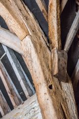 A rstored 14th-century roof timber