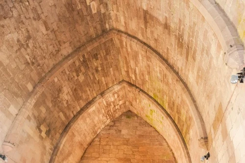 The unusual vaulted stone roof