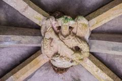 Medieval roof boss in the porch