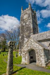 The south porch, tower, and Celtic cross
