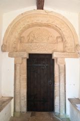 The beautifully carved Norman doorway
