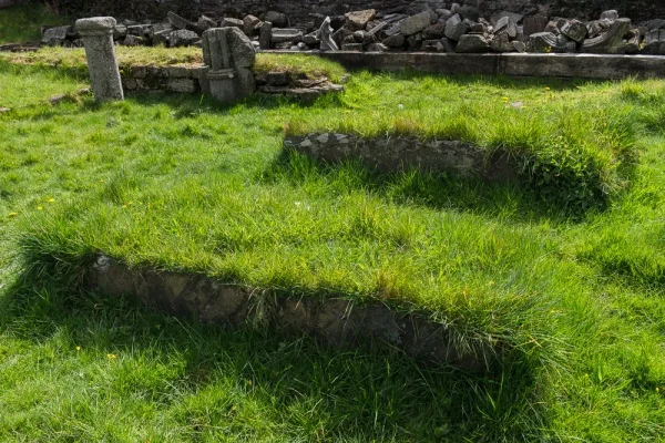 Medieval tombs in front of the altar