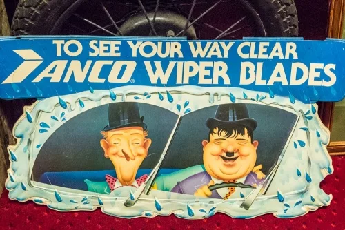 Anco wiper-blade advert featuring Laurel and Hardy