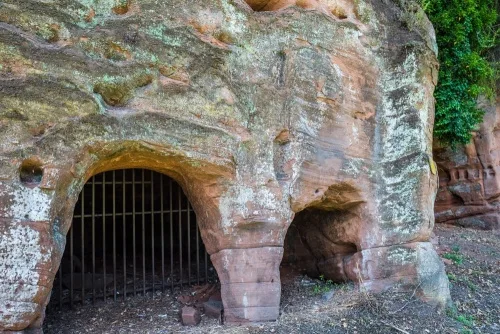 Caves along the cliff face