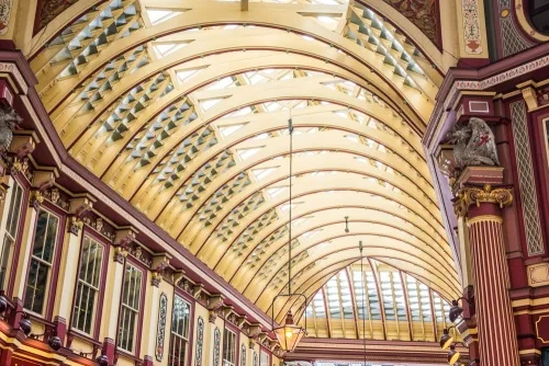 The ornate market ceiling