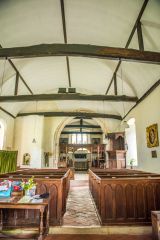 Leckford, St Nicholas Church, Looking down the central aisle of the nave