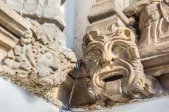 Grotesque carving in the sanctuary