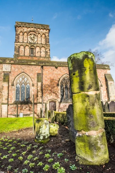 A Roman column in the churchyard