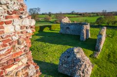 Looking down on the abbey church foundations