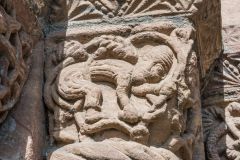 Carvings on the west front of Leominster Priory